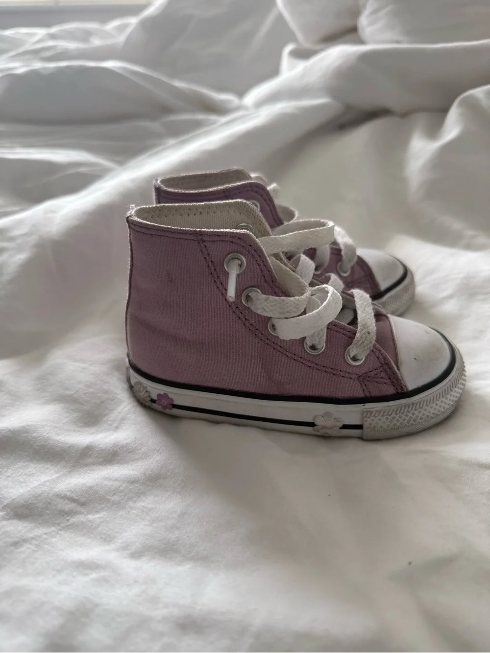 Converse Kids Pink High-Top Canvas Sneakers with Floral Details